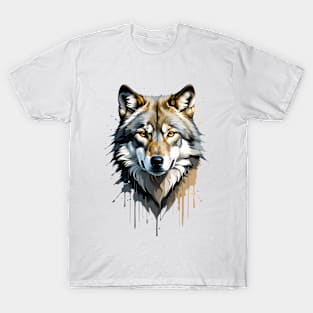 Lone Wolf Abstract drip art T-Shirt